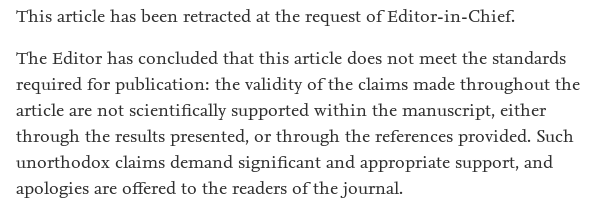 It took a while, but the Elsevier paper on ancient space flight and 12-stranded DNA has finally been retracted!

doi.org/10.1016/j.matp…