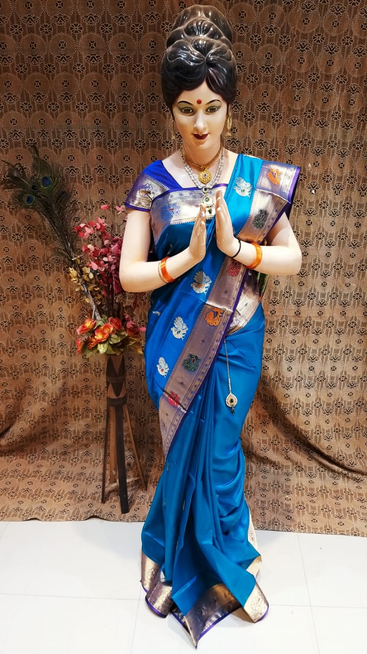 Rose Peach Banarasi Tussar Silk Paithani Saree