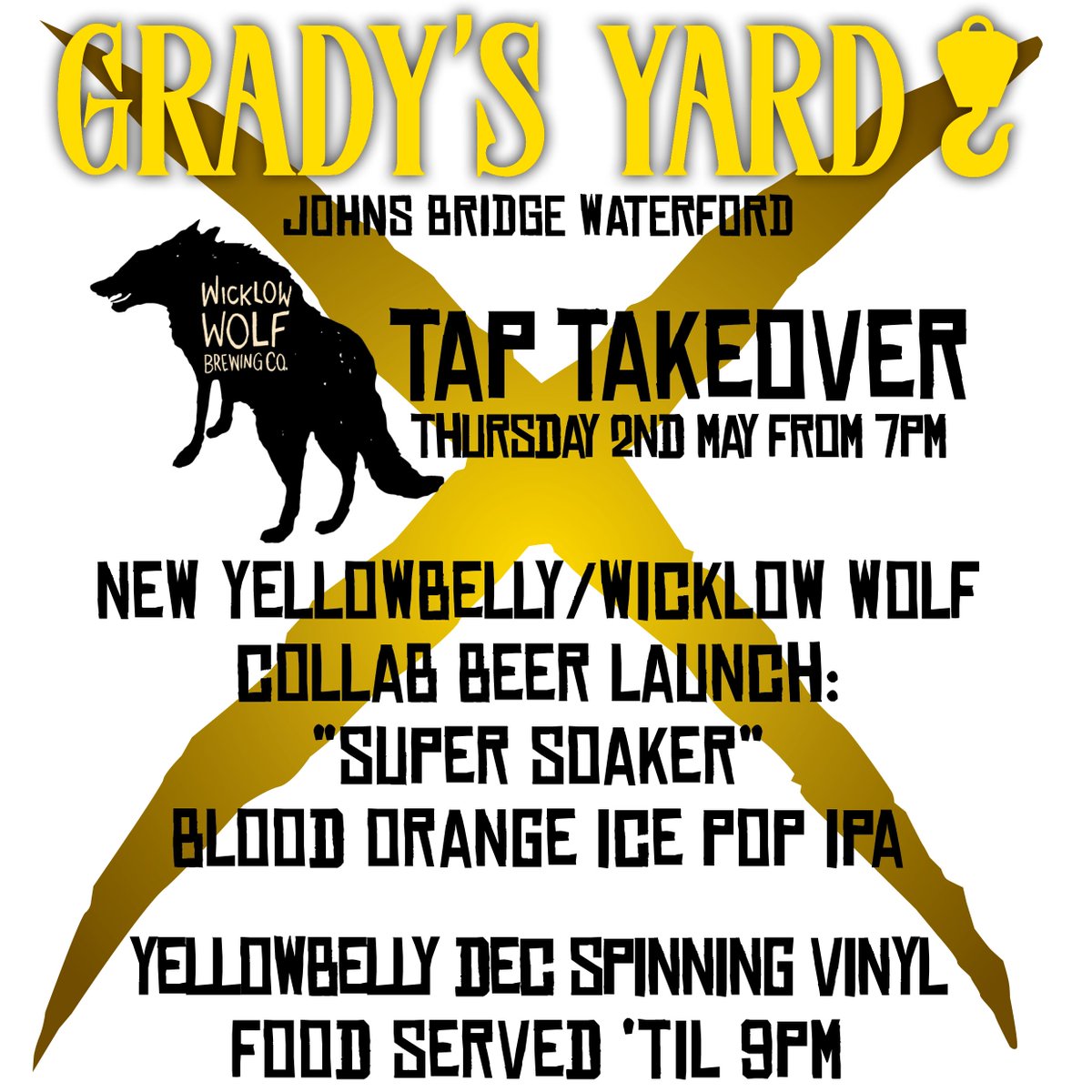 SUN'S OUT, (WATER) GUN'S OUT. 💦🔫
Join us tomorrow night for THIS - brand new beers, tunes, food and craic with the <a href="/WWolfBrewery/">Wicklow Wolf Brewery | B Corp™</a> &amp; <a href="/YellowBellyBeer/">YellowBelly Beer 🍺</a> Gang. 
<a href="/BeoirOrg/">Beoir</a> <a href="/BeoirFinder/">BeoirFinder</a> #Waterford
