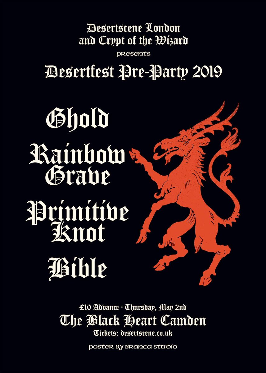 Tomorrow in Camden. <a href="/gholdband/">GHOLD</a>, <a href="/RainbowGrave/">Rainbow Grave</a>, @PrimitiveKnot &amp; Bible...