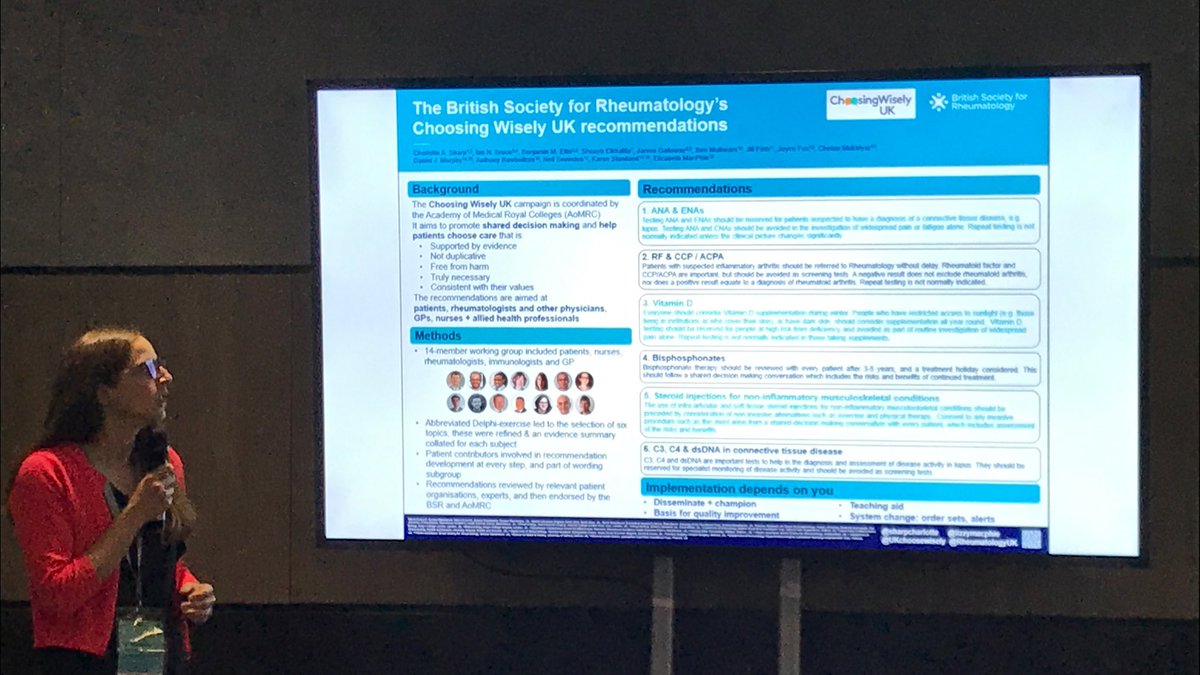ali_rivett's tweet image. @sharpcharlotte highlighting the @UKchoosewisely recommendations for #rheumatology at this morning’s #postershowcase #BSR19 @Lupusdoc @drjamesgalloway @cmukhtyar @neilsnowden @drdannymurphy @StanilandK 

Read more here: bit.ly/2DAktWV