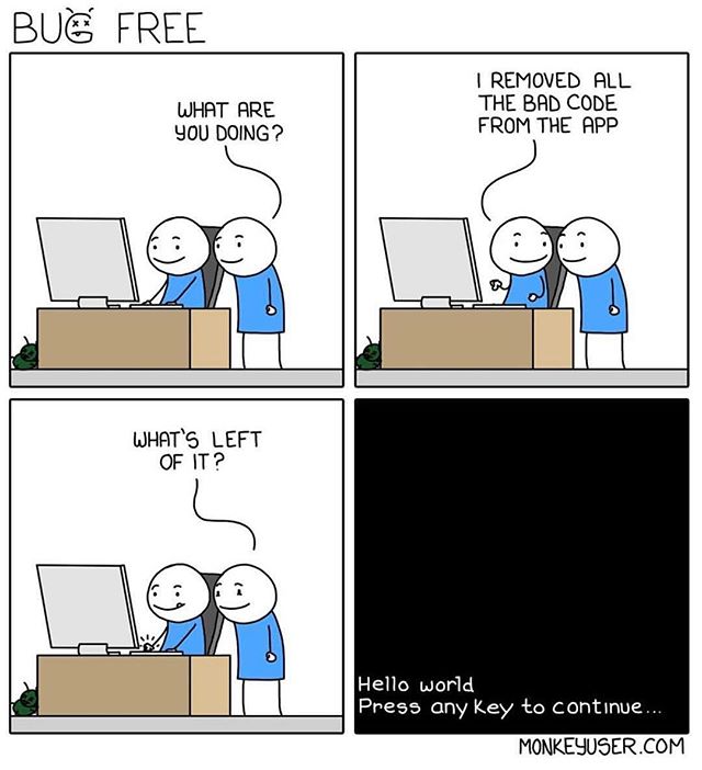 coderjokescom's tweet image. Refactoring is one of key activities as a clean coder 🤓
#coderswillknow #cleancode #refactoring #softwarequality #code #coder #coding #programmer #programming #dev #developer #development #java #csharp #javascript #angular #reactjs #vuejs #python #helloworld