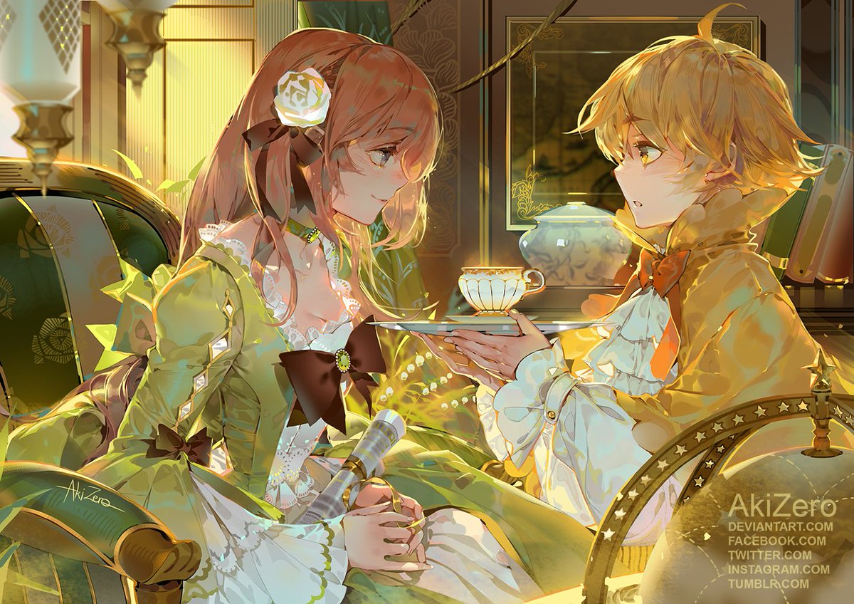 「Morning tea ?☕️
Commission belongs to Sh」|AkiZeroのイラスト