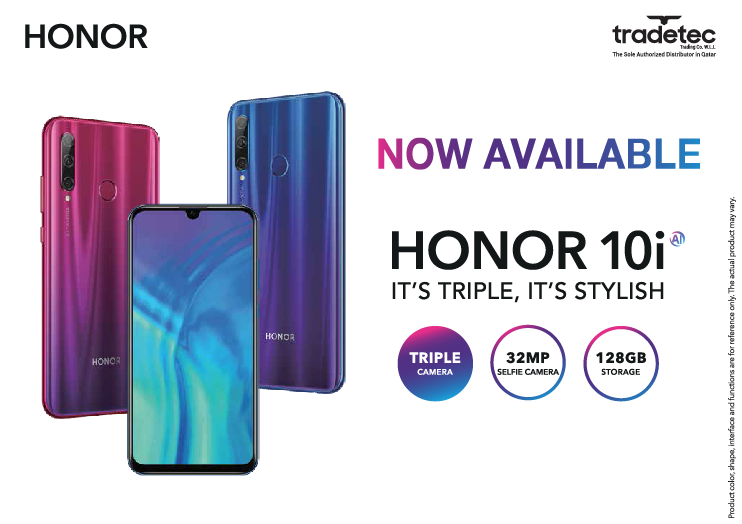IntertecGroup's tweet photo. NOW AVAILABLE !!!
HONOR 10i – IT’S TRIPLE, IT’S STYLISH
RRP – QAR 999.00
Available Across Qatar
More Details Please contact - 50259770
#Tradetec #Honor #Qatar #Honor10i https://t.co/qfypl9eZRC