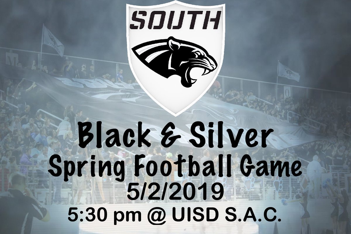 USPanthers's tweet photo. 🚨🐾PantherNation🐾🚨
Our Annual Spring Football Game will be tomorrow starting at 5:30 pm at the SAC.  Our boys had a great Spring! Come out &amp; support your Panthers!! #JoindaHunt19 @UnitedSouthHS @UISDathletics https://t.co/suOZHSh6E6
