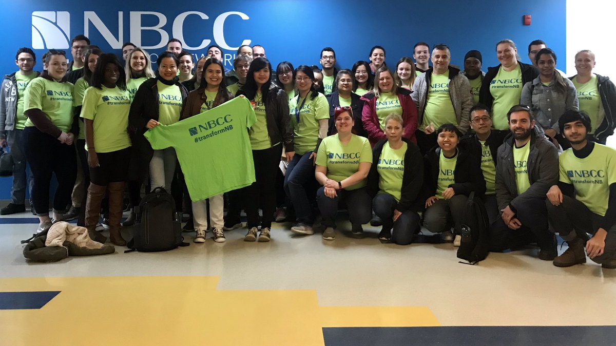 Students at <a href="/myNBCC/">New Brunswick Community College</a> #Moncton are ready to #transformNB - seas of green shirts will be in our communities today helping to repair, replace, clean-up, and inspire!