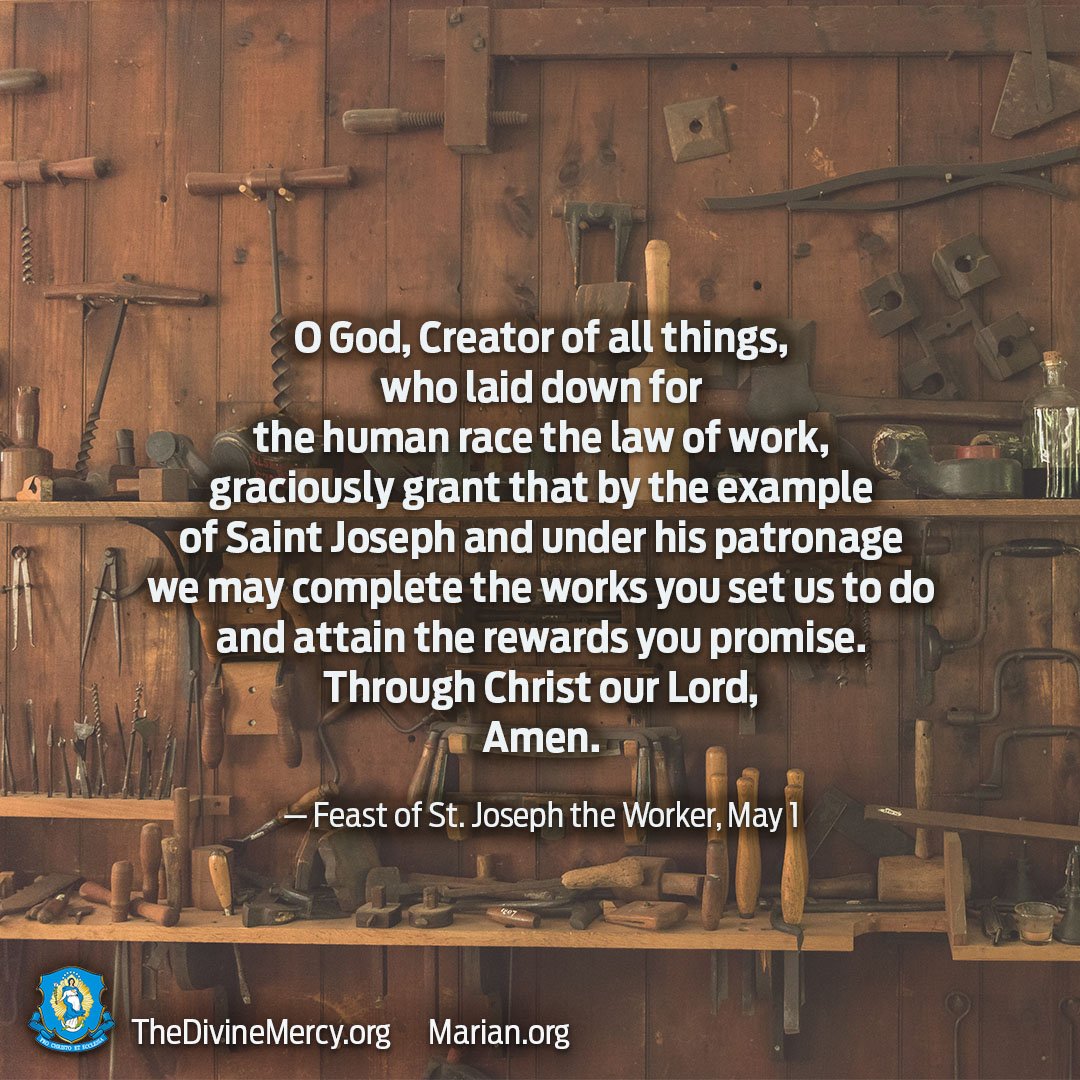 MarianHelper's tweet photo. Today is the Feast of St. Joseph the Worker. May all peoples be given the opportunity to work with dignity. #JosephTheWorker https://t.co/G6lrEB5wIo https://t.co/cjxQt2Q8LK