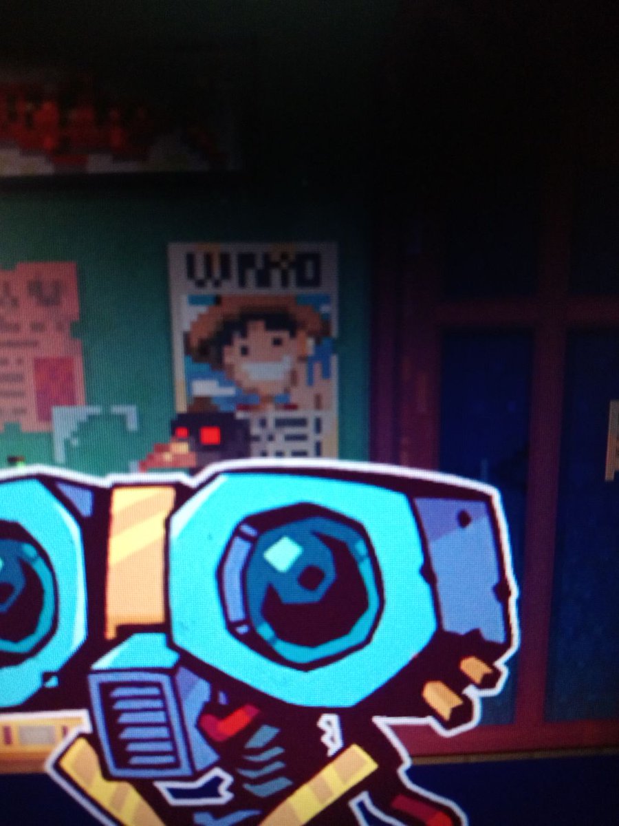 LilMountGames's tweet photo. So I bought this really cool pixel art puzzle game last night called Tales of the Neon Sea, but I can’t quite tell if this is an Easter egg/ reference to Luffy from One Piece? If it is, well played! https://t.co/TFnIQjJKyj -admin #gamedev #indiegames #TalesoftheNeonSea https://t.co/Xe9IfeTyMs