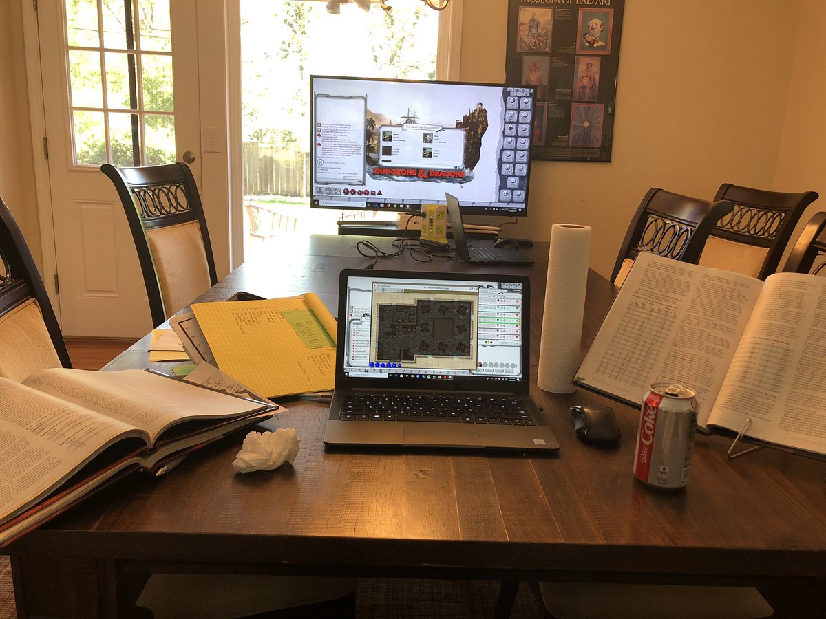 DmFathom's tweet photo. Sunday morning game prep. This is what fun looks like to me. #DnDSelfie  #dnd5e https://t.co/FMG6Rknkor
