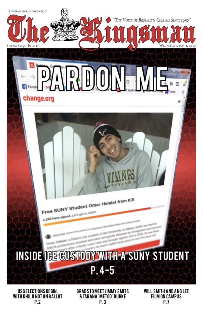 Welcome back Brooklyn College! We have a brand new issue, (our 2nd last of the semester), and it’s got two weeks of news! A SUNY student detained by ICE, Commencement speakers, Will Smith on campus, and more. Pick up a copy at school or read online at kingsmanbc.home.blog