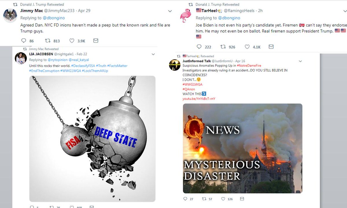 Multiple accounts that Trump retweeted this morning appear to have pushed the QAnon conspiracy theory.