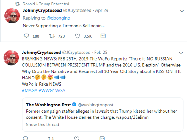 Multiple accounts that Trump retweeted this morning appear to have pushed the QAnon conspiracy theory.