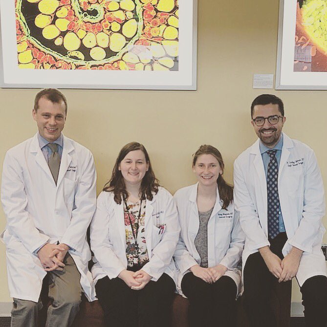 Our rising PGY4’s, left to right: @con4eers, twitterless Stephanie LeMaster, <a href="/KelseyA_M/">Kelsey Musgrove</a> and <a href="/Jad_Sattar/">Jad M. Abdelsattar, MD</a>. <a href="/RASACS/">RAS-ACS</a> <a href="/AcademicSurgery/">Assoc4AcademicSurgery</a> #ILookLikeASurgeon #HeForShe
