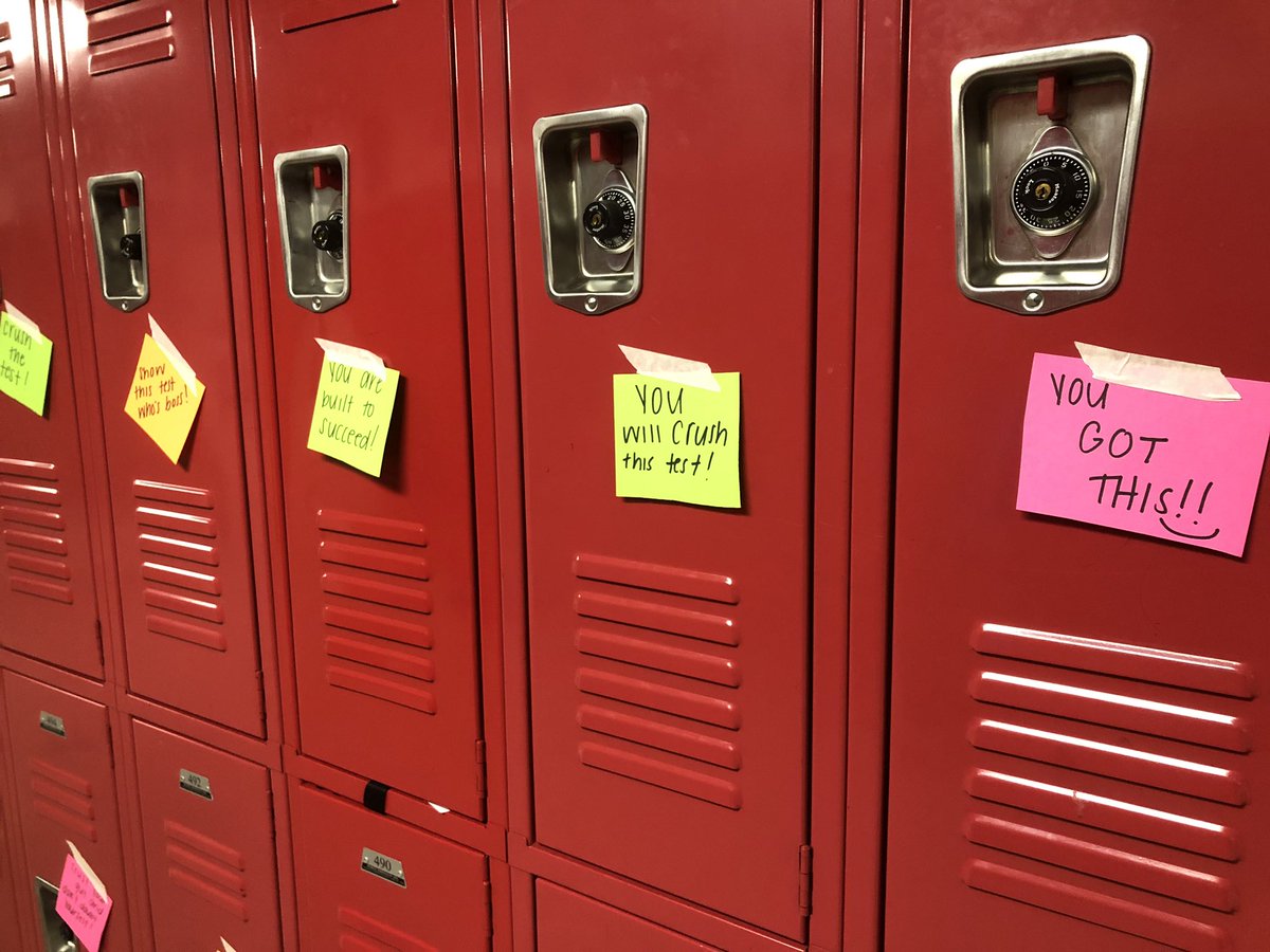 Ms. Nelson left notes of encouragement on every student’s locker in her home room for the MCAP test they will be taking today! <a href="/MRMSlions/">Middle River Middle</a> @MissNelson_BCPS <a href="/VerlettaWhite/">Verletta White, Ed.D.</a> @willbateszone3