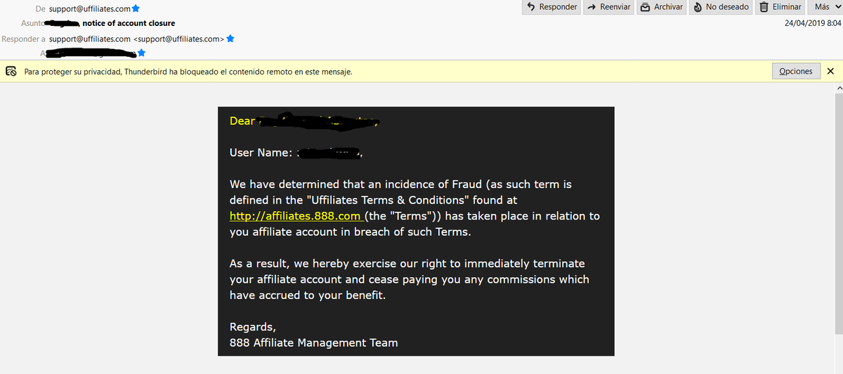 startbet1x2's tweet image. @888sport @888sport_es nos ha cerrado  las afiliaciones del reto. Llevamos una semana con las cuentas cerradas y a dia de hoy seguimos sin ninguna explicación. Si no nos abren las afiliaciones cancelamos el reto en esta casa y tomaremos medidas legales. @pazi72 #888ESTAFA