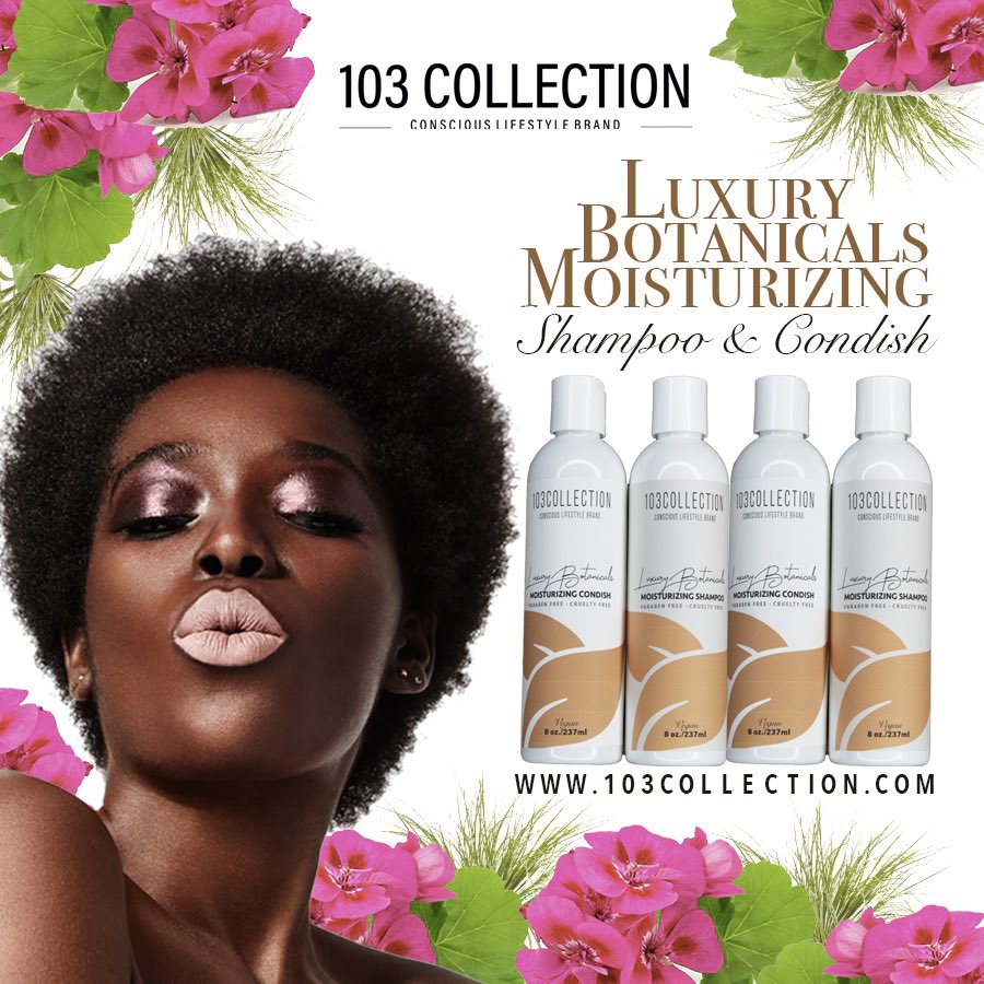 Our Luxury Botanicals Moisturizing Shampoo & Condish has arrived! 103collection.com
.
.
#WednesdayMotivation #wednesdaywisdom #vegan #beauty #103collection #veganlife #plantbased #beautycare #crueltyfree #naturalhair #natural #luxury #103beautybelle #gogreenforbae