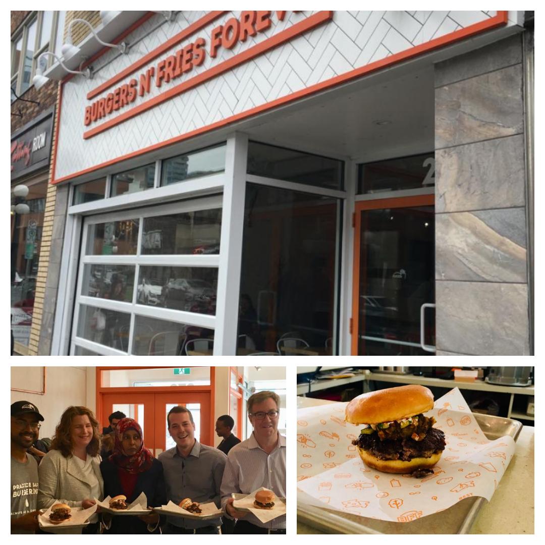 MathieuFleury's tweet photo. @CapCityProject launches with the @BFFBurgers on Dalhousie, the Mishon Acccept Burger - every 1$ from the sale of the burger helps Anaam new @refugee613. #ByWardMarket @JimWatsonOttawa #LoveOtt https://t.co/H7emGvT5lO