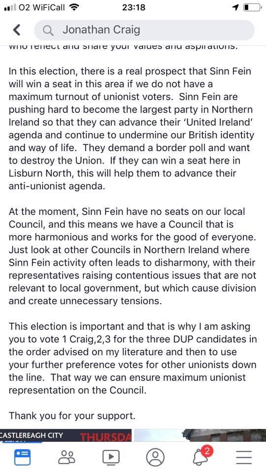 Looks like the @duponline are worried/rattled about @sinnfeinireland taking seats on @lisburnccc. 

Want progressive, hard working councilors representing you? 

Vote @RyanCarlin in #CastlereaghSouth, @Garymc1967 in #Killultagh and @DuffyForLisburn  in #LisburnNorth #Lisburn