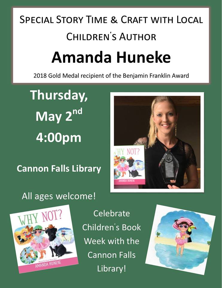 AmandaHuneke's tweet photo. See you tomorrow, Cannon Falls Library adventurers!
#ChildrensBookWeek #ChildrensBookWeek2019
#WhyNotChildrensBook #kidlit https://t.co/5nmFvM5ZFP