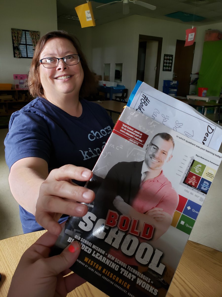 DarnellRacing's tweet photo. Introduced a colleague to the strategy "The Question Is", afterward gifted her with a copy of The Bold School to continue her own journey into Blended Learning! Love note of encouragement, included! #CertifySPS https://t.co/JM1Mz9pxog
