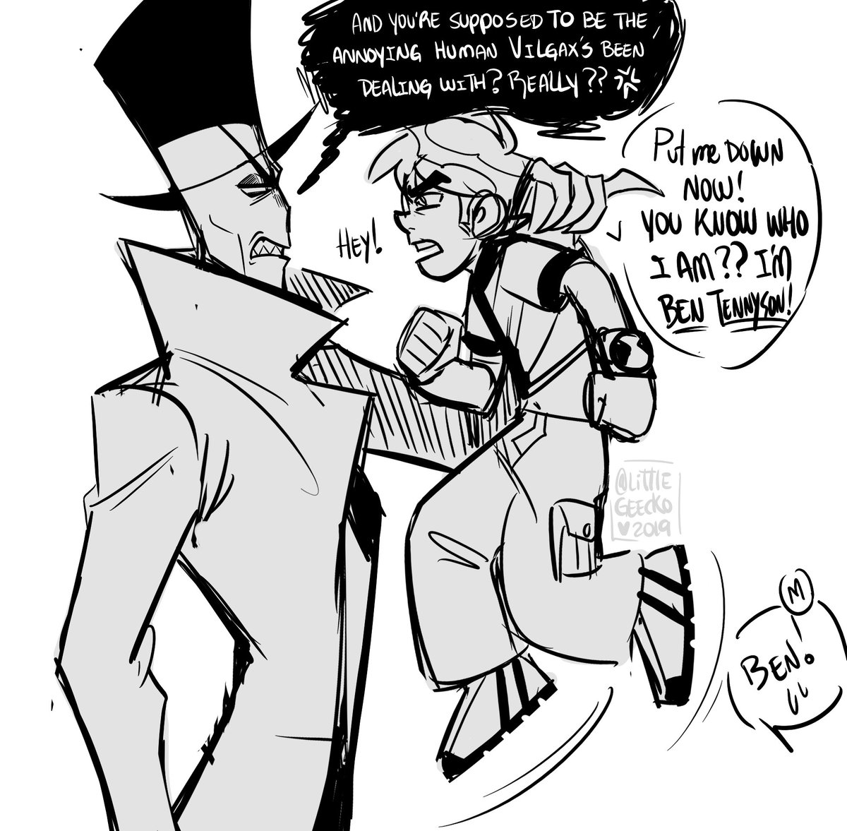 Little_GeeckOLD's tweet image. I got bored and drew Black Hat as if he's part of the classic Ben 10 show. Not perfect Man Of Action's art style but you get it
#Villainous