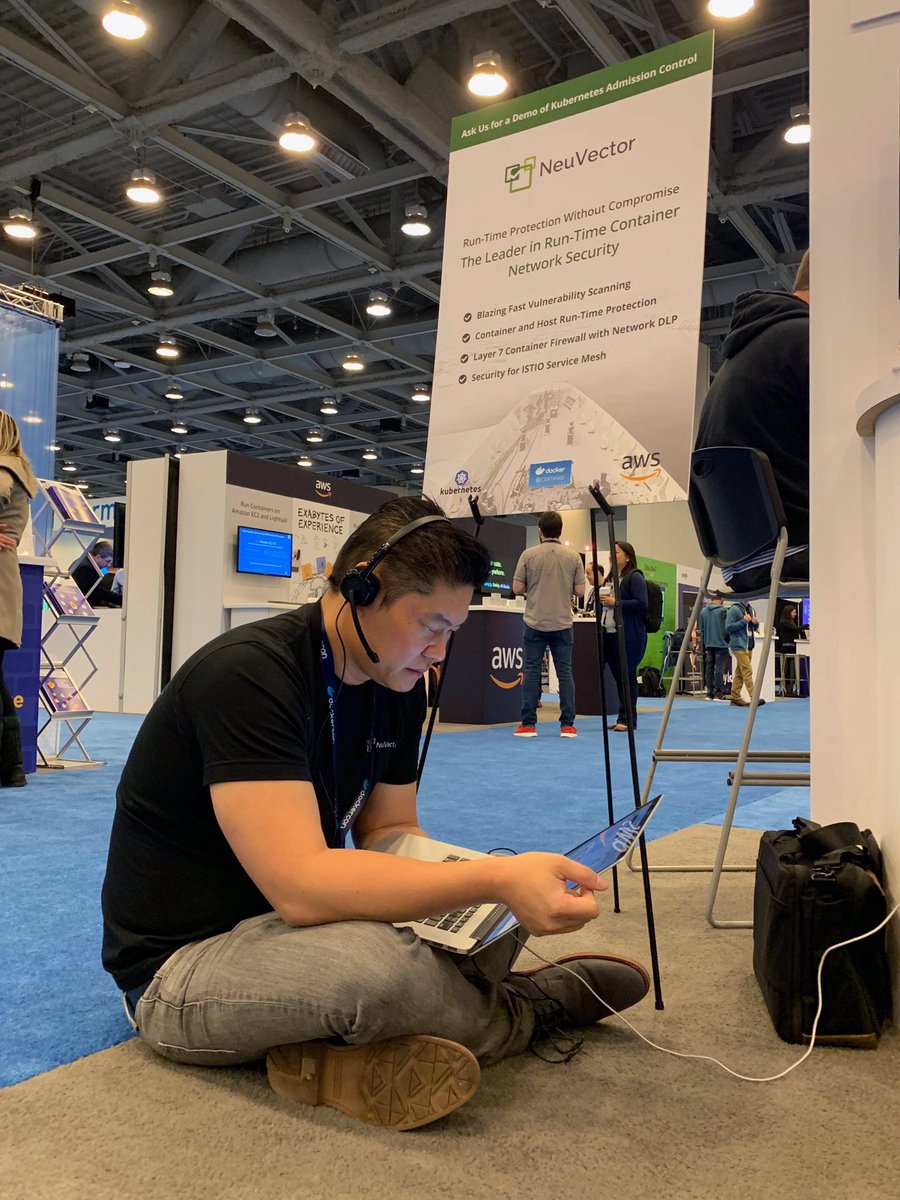 NeuVector's tweet image. Mobile office at #DockerCon! Come see NeuVector at booth C16. #RunTimeProtection #ContainerSecurity #NetworkSecurity
