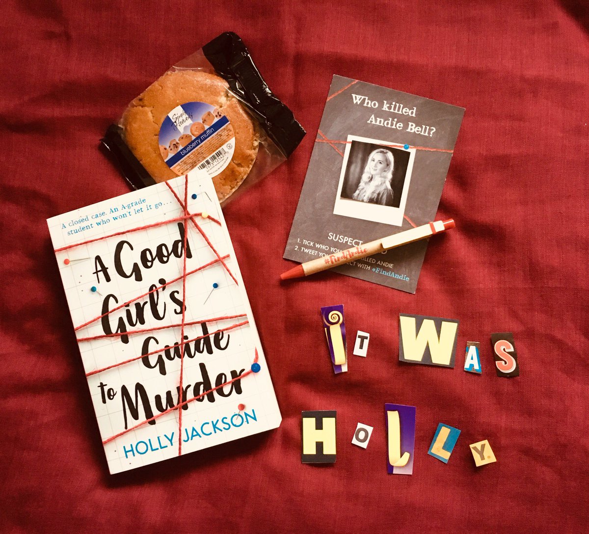 YasminwithanE's tweet photo. Thanks to the lovely #gifted package from @EMTeenFiction, I have managed to crack the case of ‘Who Killed Andie Bell’?... #AGoodGirlsGuideToMurder #FindAddie https://t.co/bzciAOHABW