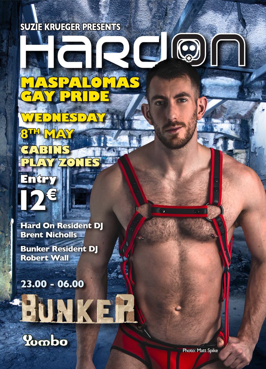 Making your Pride Hotter then ever with London´s famous <a href="/hardonlondon/">Hard On</a> at <a href="/Bunker_GC/">Bunker Gran Canaria</a> Wednesday 8th May. 

Including Hard On Resident <a href="/djbrentnicholls/">Brent Nicholls</a> and Bunker Resident @DjRobertWall 

Doors open 23:00 - get there early is going to be wall to wall hot guys.