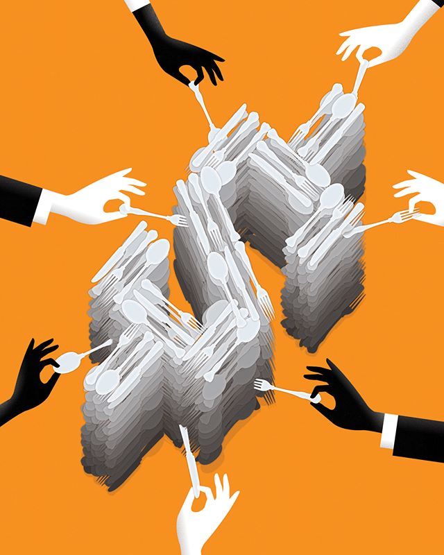 NWillustrator's tweet photo. Restaurant Hospitality Magazine - cover image on the complicated balancing act for restaurants, when it comes to tips, wages, and how staff get their share.⁣
⁣.⁣
⁣.⁣
⁣.⁣
⁣#illustration #conceptualillustration #illustrator #editorialillustration #… https://t.co/x9dX1wFN02 https://t.co/Dnb4NsJK02