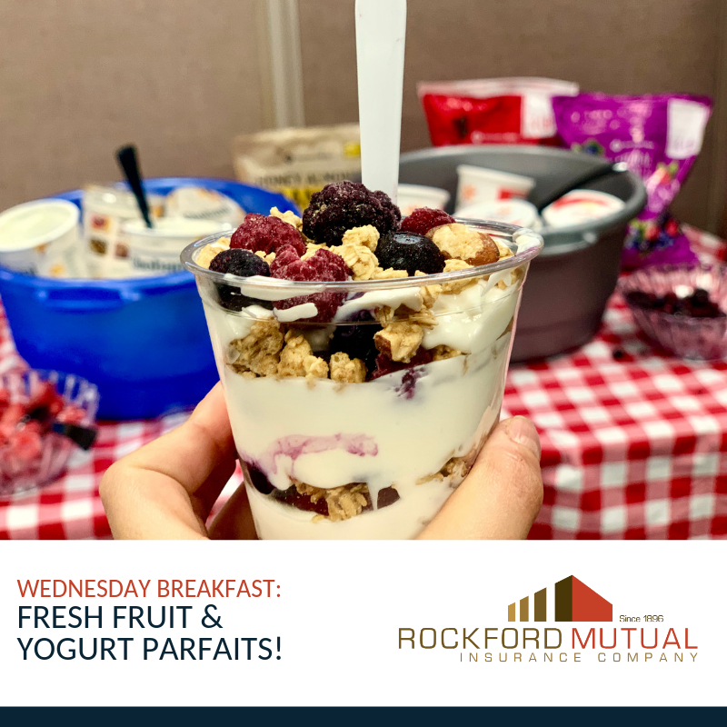 RockfordMutual's tweet image. #FoodIsFuel, so every Wednesday we provide our associates with a delicious breakfast. Today, PARFAITS! 🍓😍 
• • • 
#BreakfastEssentials #HealthyEating #WellnessWednesday