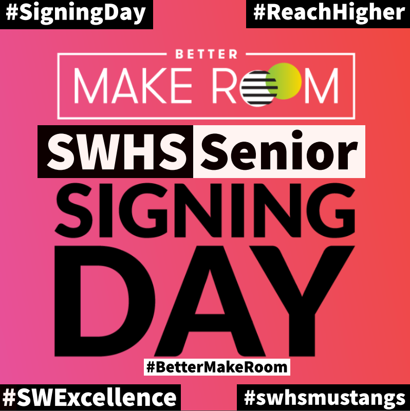 SWHS_Counseling's tweet image. #SigningDay @swhsmustangs celebrating students heading in all different directions after high school #swexcellence #swhsmustangs #ReachHigher #BetterMakeRoom Thanks to all attendees!