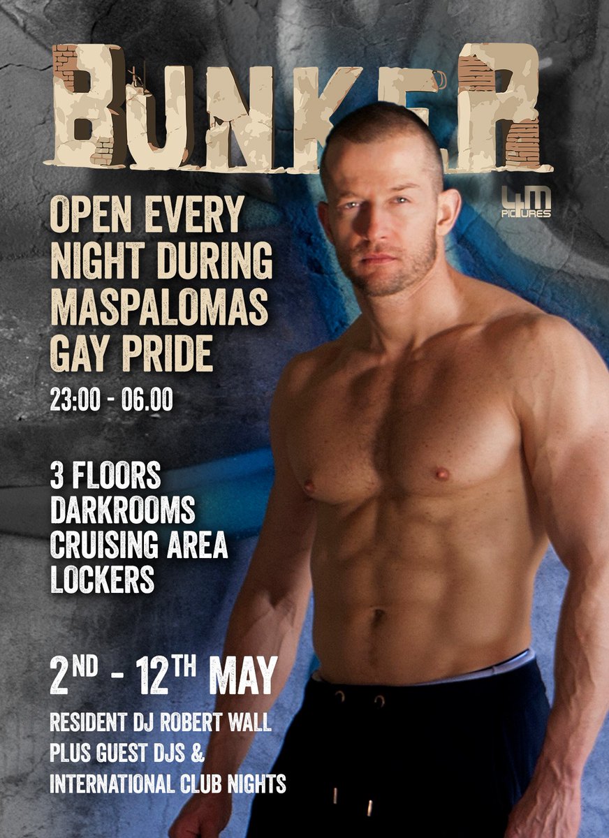 Have you been to <a href="/Bunker_GC/">Bunker Gran Canaria</a> yet?

What are you waiting for?

This is your Pride lets us help you enjoy it 

3 Floors, Dark Areas, Lots of Space to Cruise, Locker System.

Resident @DjRobertWall every night

Don't miss out.