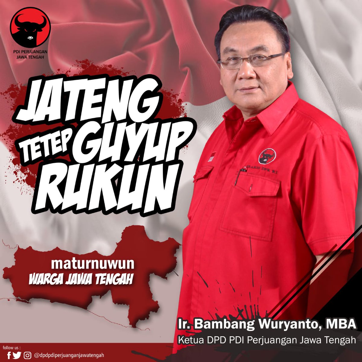 Usai Pemilu 2019, Jateng tetep guyup rukun. Matur nuwun warga Jawa Tengah. 

#KandangBant3ng
#PDIPerjuangan
#JawaTengah
#DPCPDIPerjuanganKabPekalongan