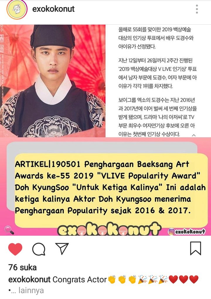 Aimy14951754's tweet photo. Selamat aktor do kyungsoo👏👏
#BBMAsTopSocial EXO @weareoneEXO https://t.co/7OhxzWBhr4