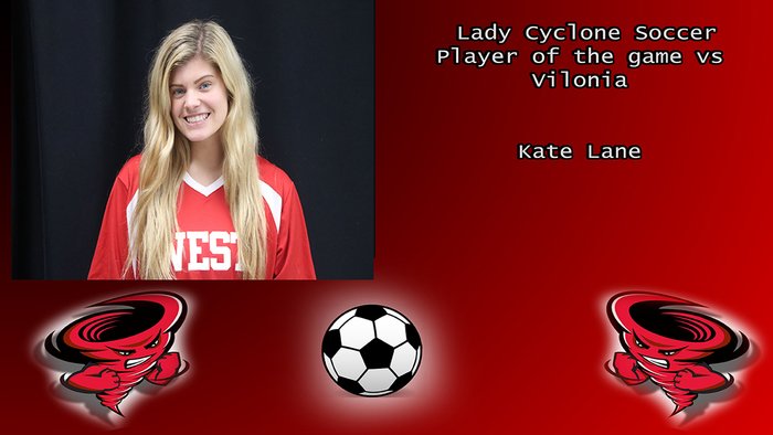 RHS_cyclones's tweet photo. Congratulations to Kate Lane on being named Lady Cyclone Soccer player of the game vs Vilonia.  Great job Kate! https://t.co/oxYxfNJFFK