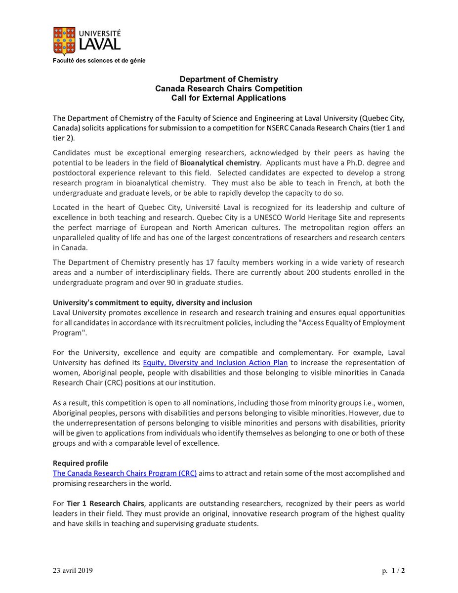 Jean-François Morin (@jfchimie) on Twitter photo Interested in a CRC in bioanalytical chemistry <a href="/universitelaval/">Université Laval</a> <a href="/ChimieUL/">ULaval Chemistry Department</a> ? Here is your chance. <a href="/Chemjobber/">Chemjobber</a> #RealTimeChem Interested in a CRC in bioanalytical chemistry <a href="/universitelaval/">Université Laval</a> <a href="/ChimieUL/">ULaval Chemistry Department</a> ? Here is your chance. <a href="/Chemjobber/">Chemjobber</a> #RealTimeChem