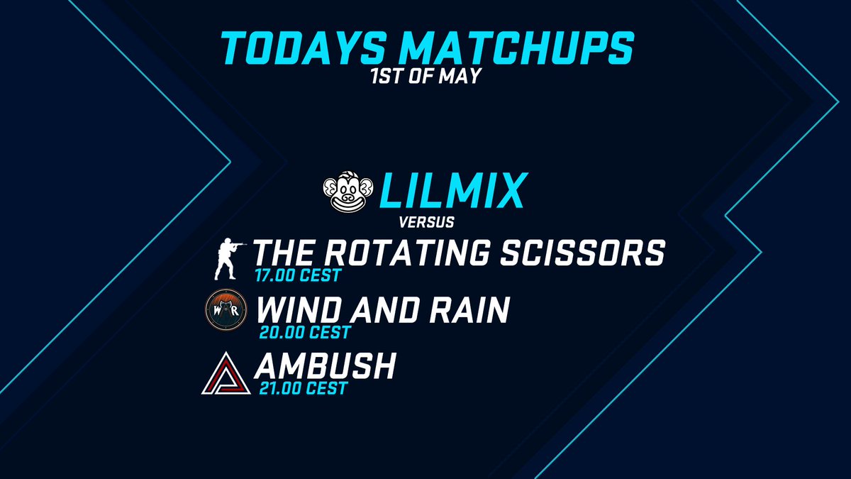 Lilmixgg's tweet photo. 🐒

Today we start of by playing our first game in @ESEA Advanced vs The Rotating Scissors 17.00 CEST

🎥: https://t.co/XRCdLandZ0

Later on we play @SECSGO vs @WindandRaingg 20.00 CEST

🎥: https://t.co/HP3tJtBAGz

And 21:00 CEST BO3 vs @Ambush_gg in @fragleaguecom 

No stream https://t.co/oRKsV7GETI