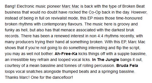 Jon_Freer's tweet photo. Review: Marc Mac - Ah-Free-Ka EP - Co-Operation Recordings @marc4hero @Freer_Sounds #brokenbeat #coop #bruk https://t.co/9obB1ACShz https://t.co/BQLYZZhIgH
