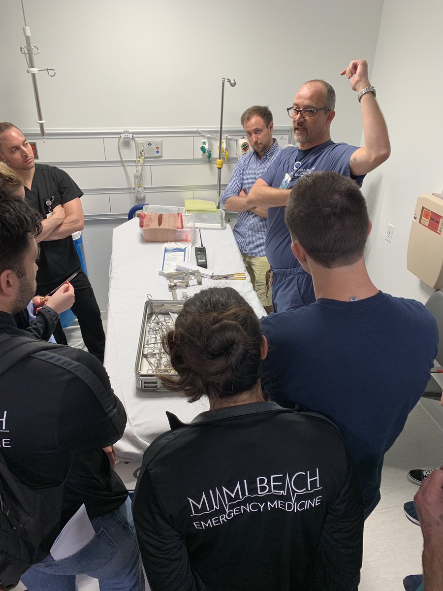 MiamiBeachEM's tweet photo. Amazing thoracotomy procedure lab with @DFarcy Big cut! Spread the ribs! Deliver the heart! Plug the hole! #EMConf @aaeminfo https://t.co/VQLzRLZmku