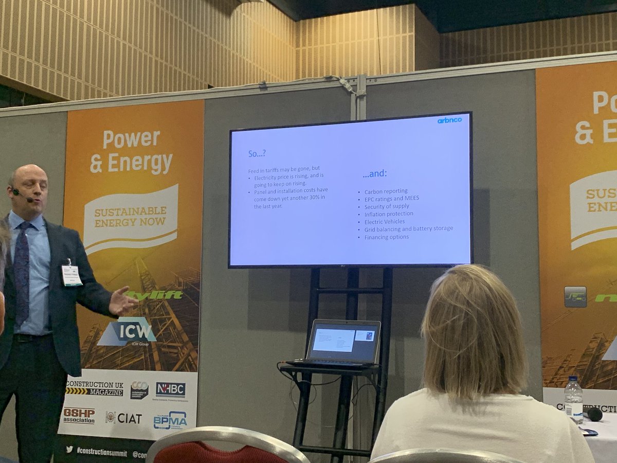 severnwye_biz's tweet photo. Great talk from Stephen Preece from @arbnco on how there's great potential for commercial PV in the absence of subsidies #constructsummit https://t.co/7ACnym9oLY