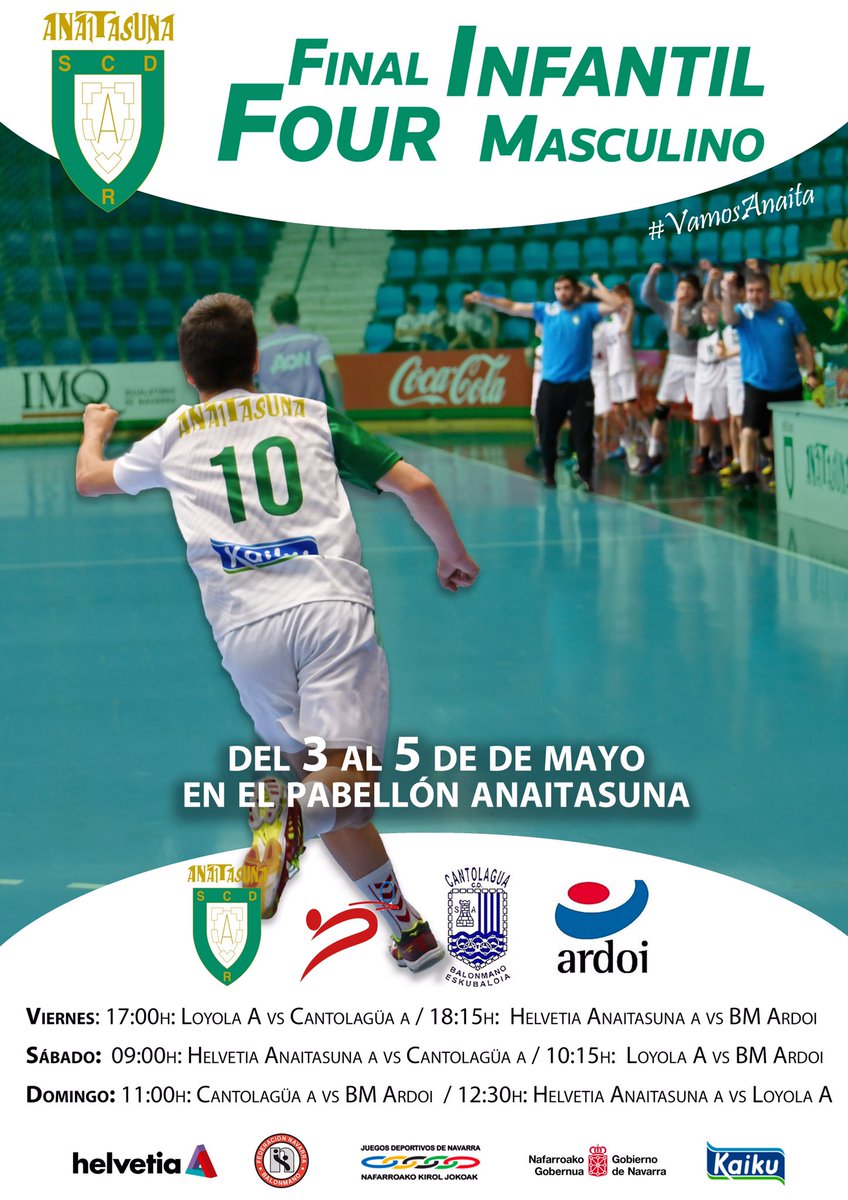 🏆 #JuegosDeportivos #Navarra #Infantil
CON LA FINAL-FOUR INFANTIL LLEGAMOS AL TRAMO FINAL DE LA TEMPORADA 2018/2019
➡️ fnavarrabm.es/noticia.asp?id… 
👉🏽IM
<a href="/BMAnaitaBase/">BALONMANO ANAITASUNA BASE</a> 
<a href="/balonmanloyola/">Bm. Loyola</a> 
<a href="/BalonmanoArdoi/">Balonmano Ardoi</a> 
<a href="/Bmcantolagua/">Bmcantolagua</a> 
👉🏽IF
<a href="/bmuharte/">Bm Uharte Eskubaloia</a> 
<a href="/bmmalkaitzeskub/">Malkaitz Eskubaloia</a> 
<a href="/balonmanloyola/">Bm. Loyola</a> 
<a href="/bm_lizarreria/">BMLizarrería Oficial</a>
