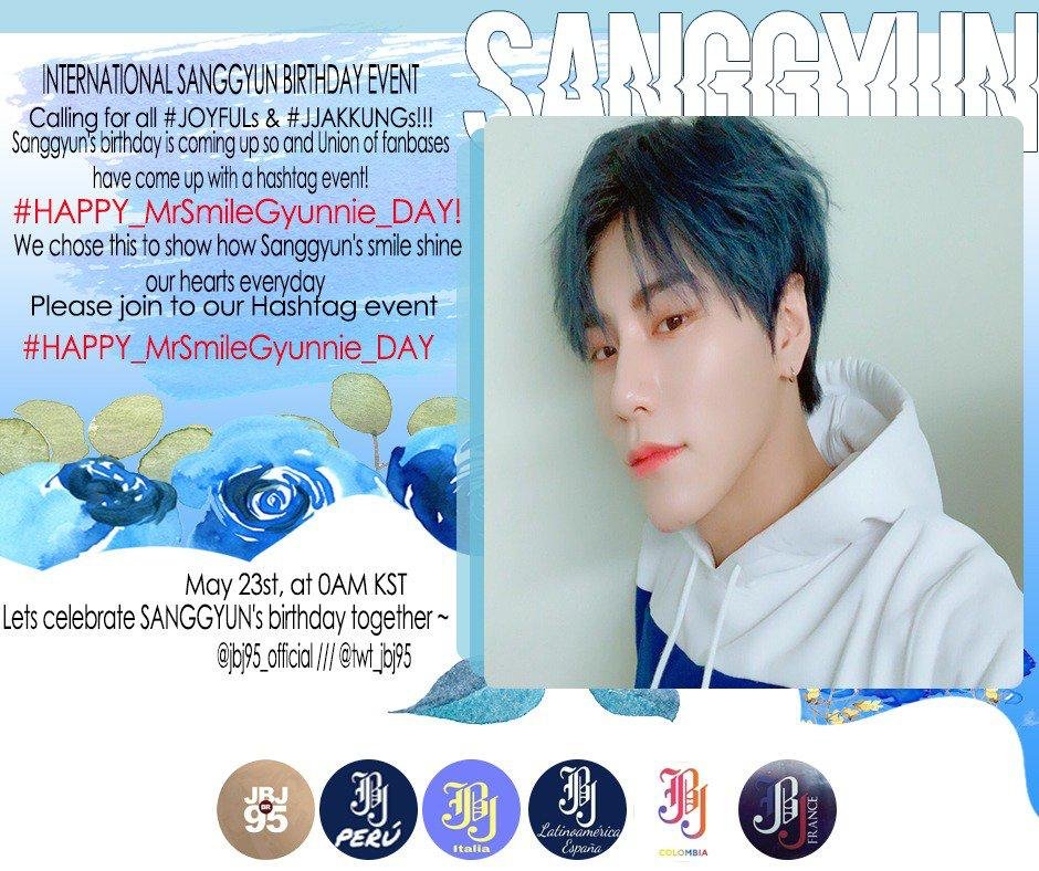 justbejoyfulcol's tweet photo. Este 23 de mayo a las 0:00 KST vamos a desearle un feliz cumpleaños a Sanggyun con el #HAPPY_MRSMILEGYUNNIE_DAY https://t.co/GHUl28DtUs