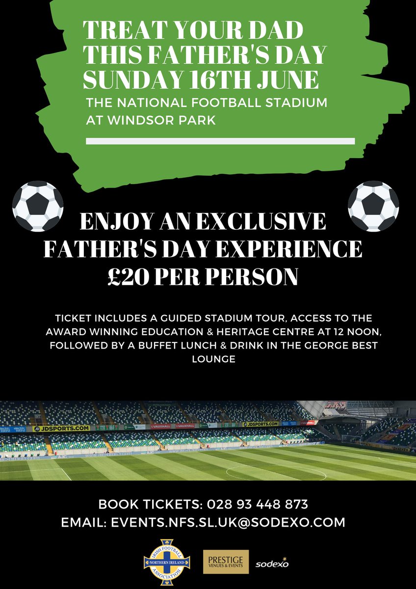 NFS at Windsor Park (@nfsevents) on Twitter photo Treat your dad this Father's Day and enjoy an exclusive Father's Day Experience <a href="/NFSEvents/">NFS at Windsor Park</a> £20 per person - booking essential - limited availability! Treat your dad this Father's Day and enjoy an exclusive Father's Day Experience <a href="/NFSEvents/">NFS at Windsor Park</a> £20 per person - booking essential - limited availability!