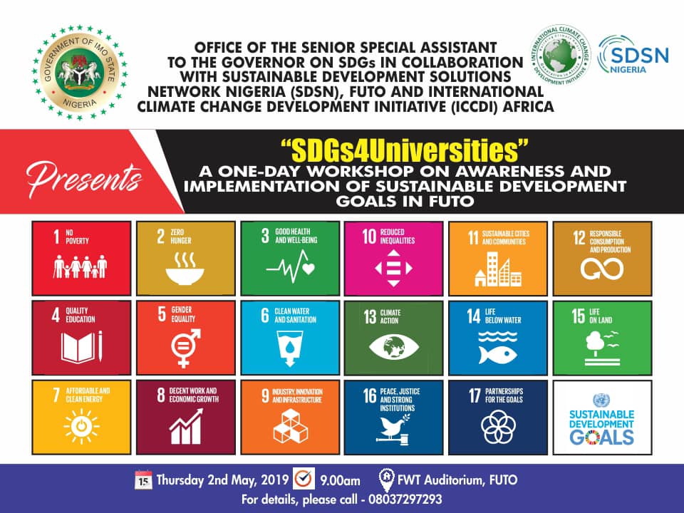 I'll be speaking at Federal University of Technology Owerri on the #SDGs and the role of students. I look forward to a great time.
