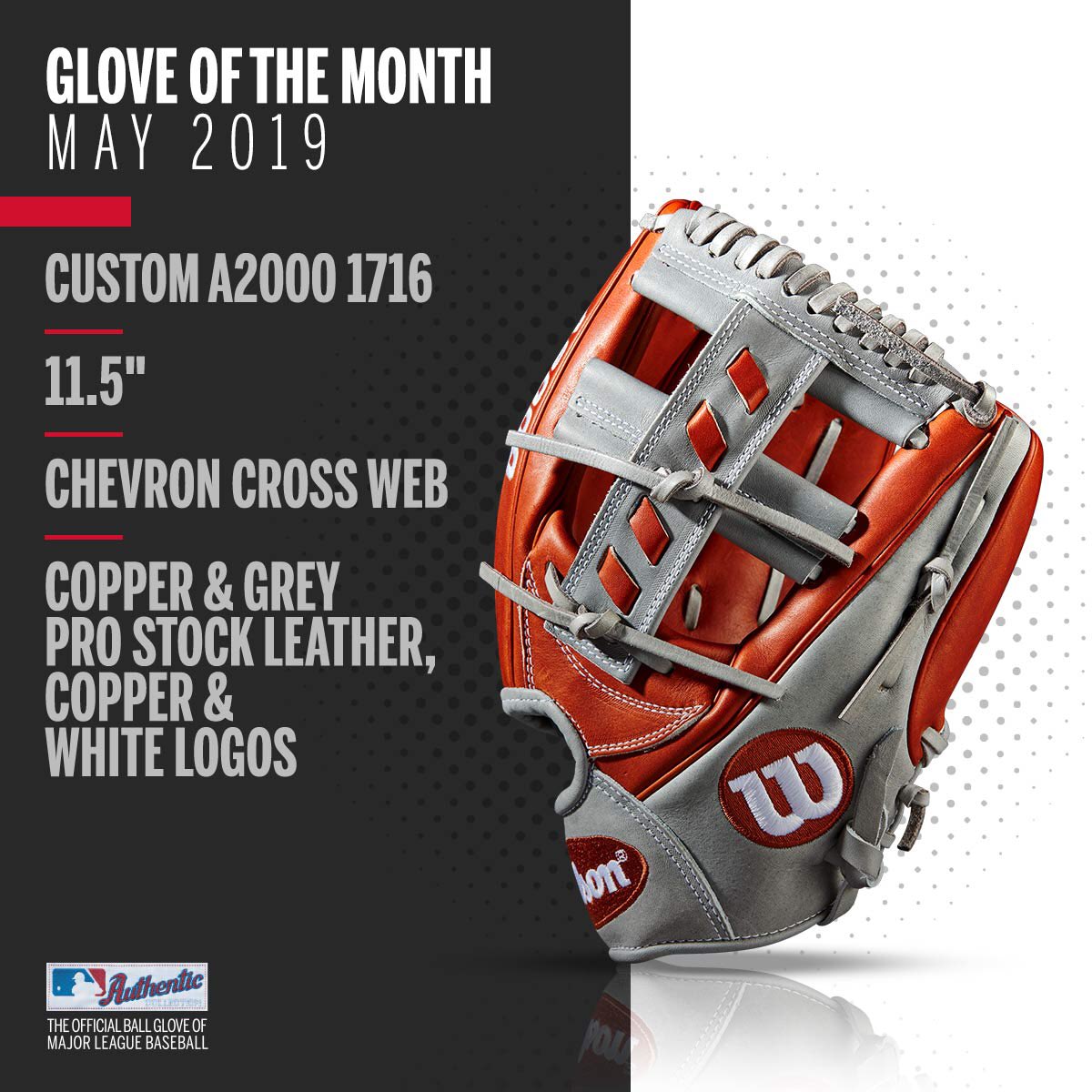 wilsonballglove's tweet image. The past meets the present in the May GOTM. This custom A2000 1716 combines Grey and Copper Pro Stock Leather in a look that will stand the test of time. #TeamWilson