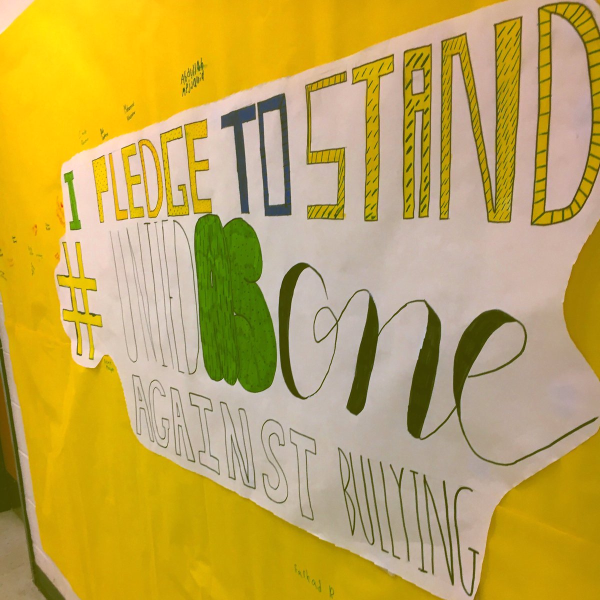 hcmsHarlowPE's tweet image. I Pledge to Stand #unitedasone Against Bullying! #stopbullying #thebullyproject @HungaryCreekMS