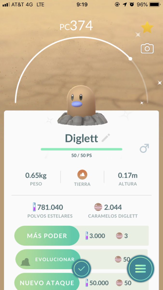 francAlvarez's tweet image. Por fin!! #diglet #ShinyDiglett #PokemonGO