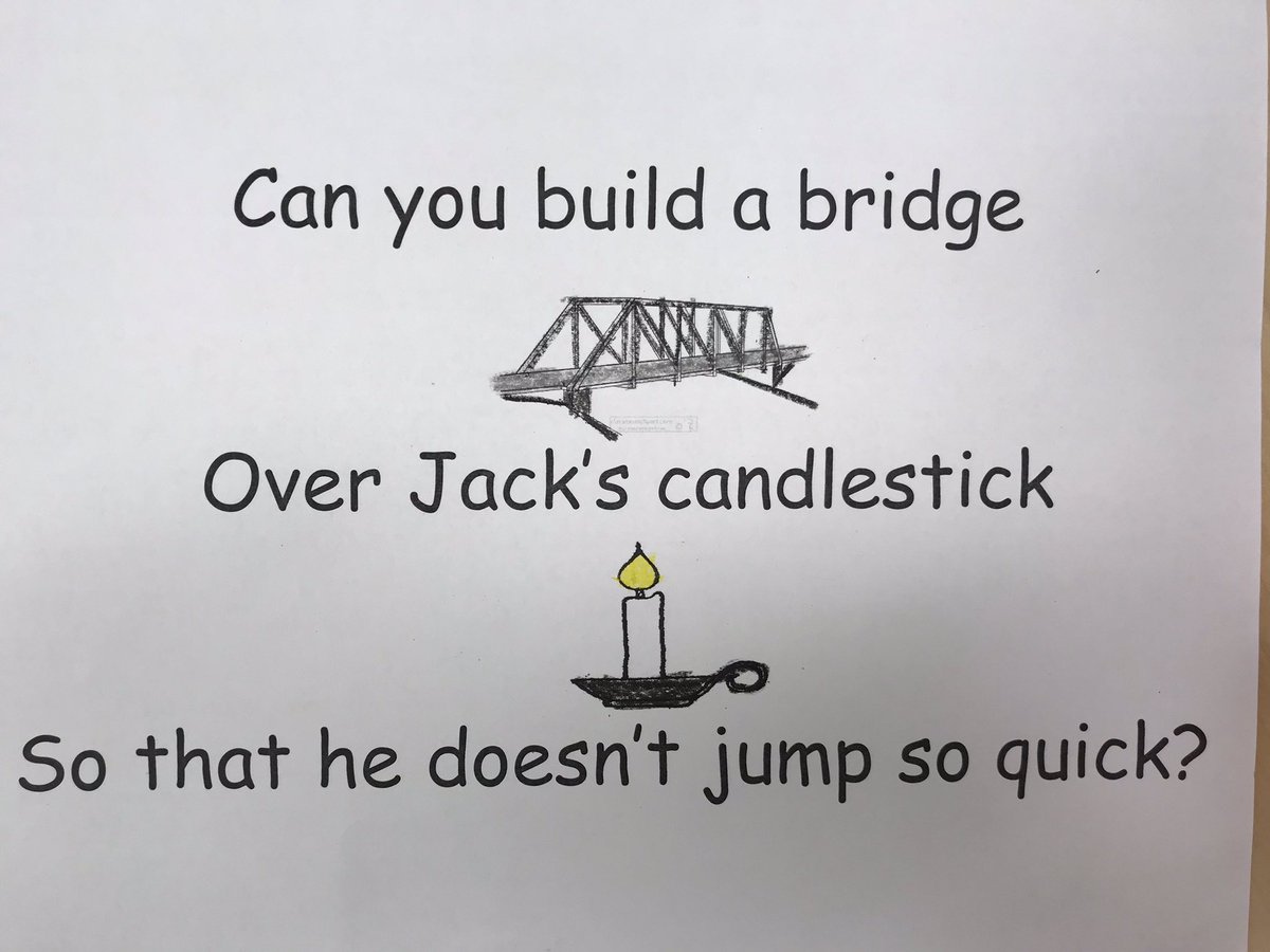 stacey_witherow's tweet photo. Can you build a bridge over jack’s candlestick?! @VBPreK #coltspride #nurseryrhymesinaction #candlesarehotweshouldntjumpoverthem https://t.co/VecZjg0Zc6