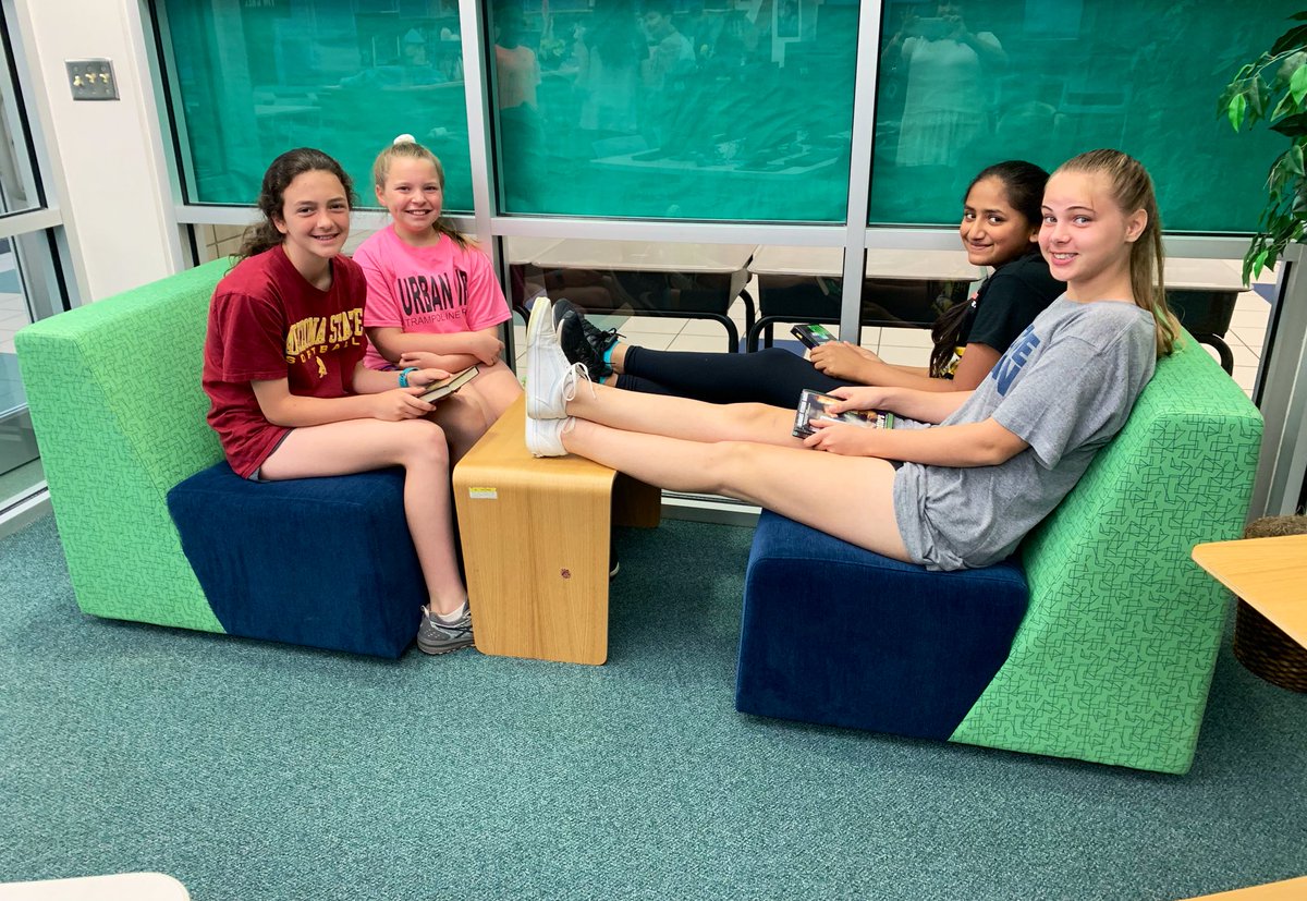 Breaking in the newly reupholstered furniture that was just delivered in the library this morning!! <a href="/ldrenka/">Lucy Drenka</a> <a href="/EubanksDragons/">Eubanks Intermediate</a>