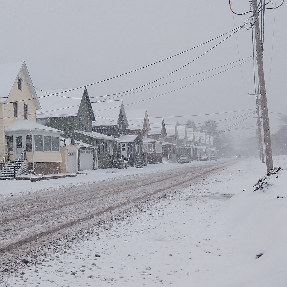 It's the first of May in Calumet, but we won't be doing much gardening! The spring snow on the rooftops highlights the symmetry of former Calumet &amp; Hecla Mining Company housing along Elm Street, Blue Jacket location. #MayDay #ThisisCalumet  #ILoveCalumet #Keweenaw